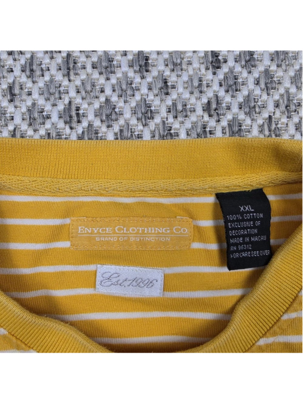 Enyce Yellow White Striped Graphic T Shirt Mens XXL Y2K Streetwear Logo Tee - Picture 3 of 7